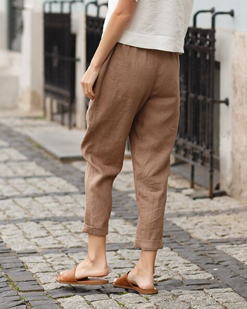 Pantalon décontracté de couleur unie