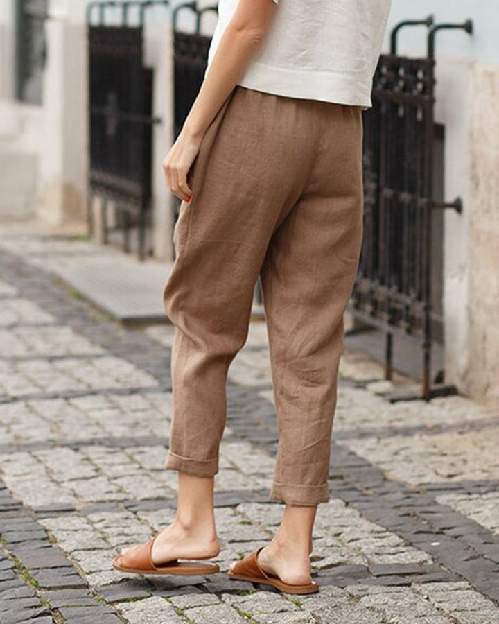 Pantalon décontracté de couleur unie