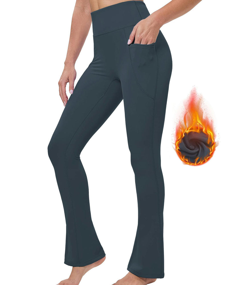 Pantalon Yoga En Polaire Brossée Évasé