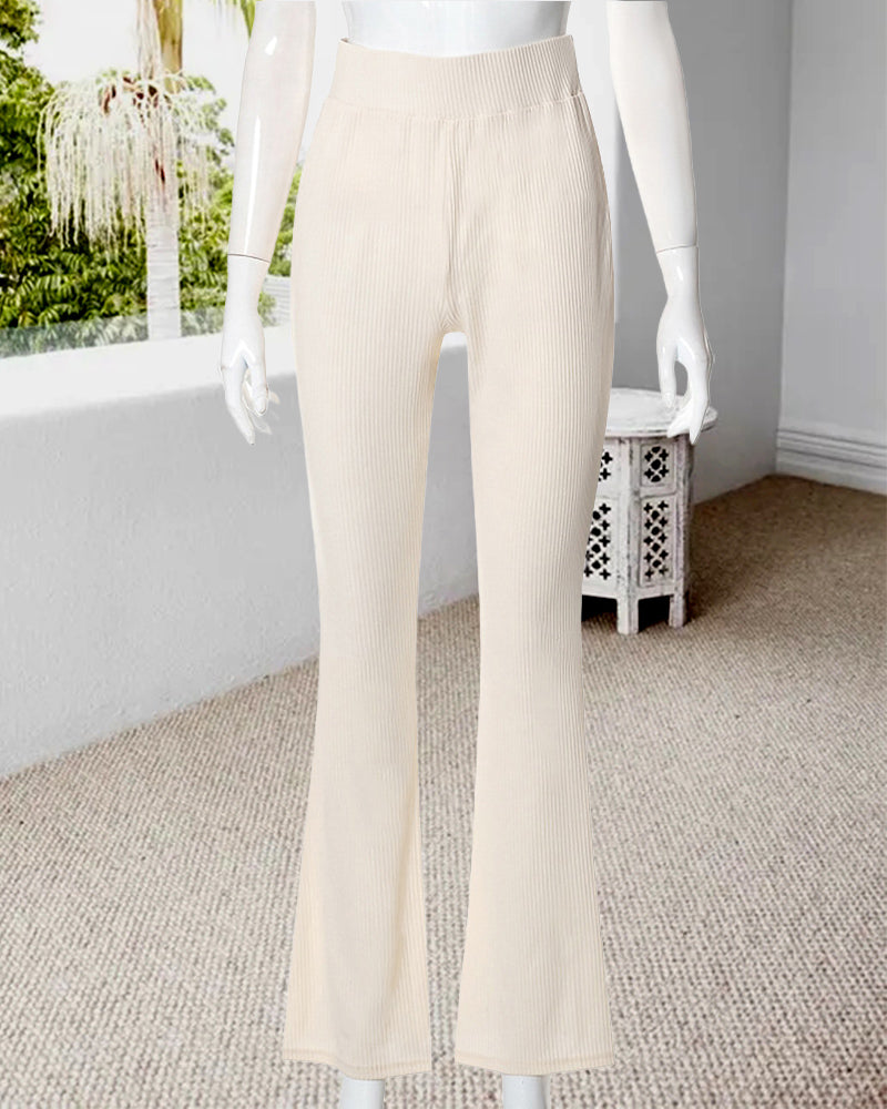 Pantalon slim micro-évasé uni