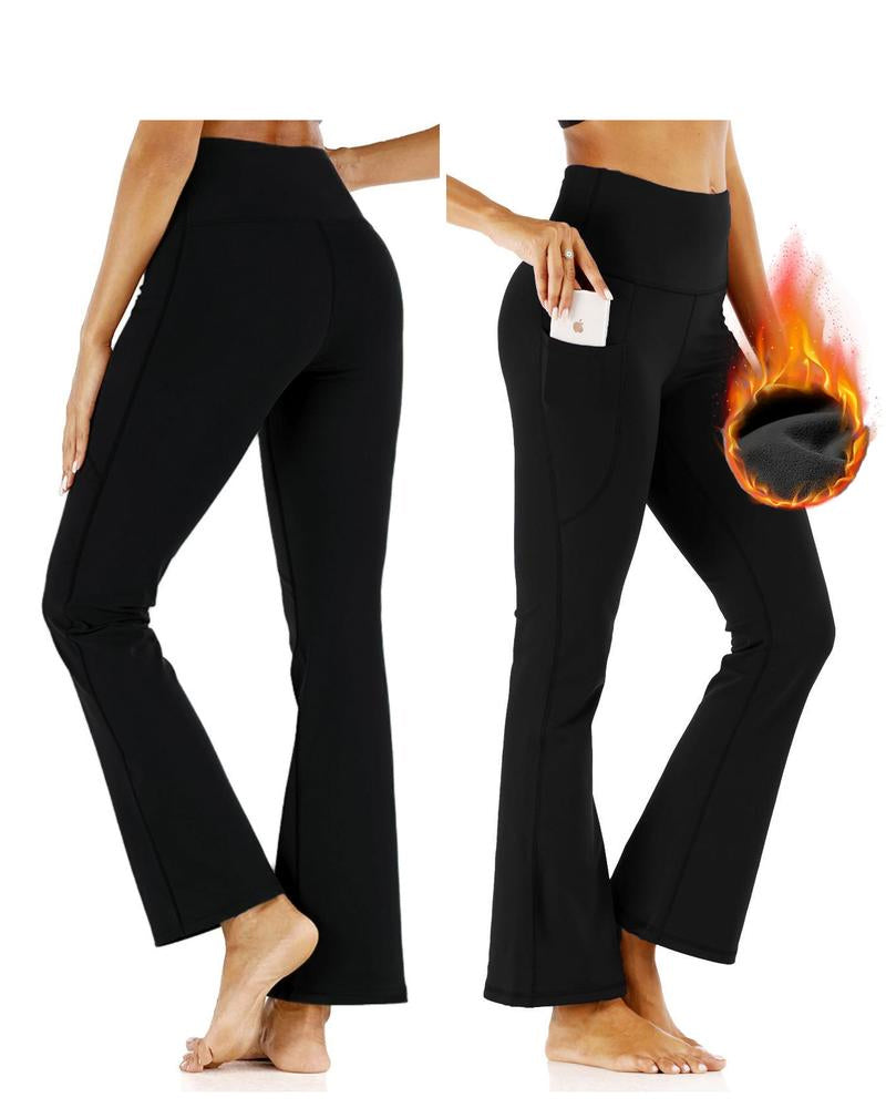 Pantalon Yoga En Polaire Brossée Évasé