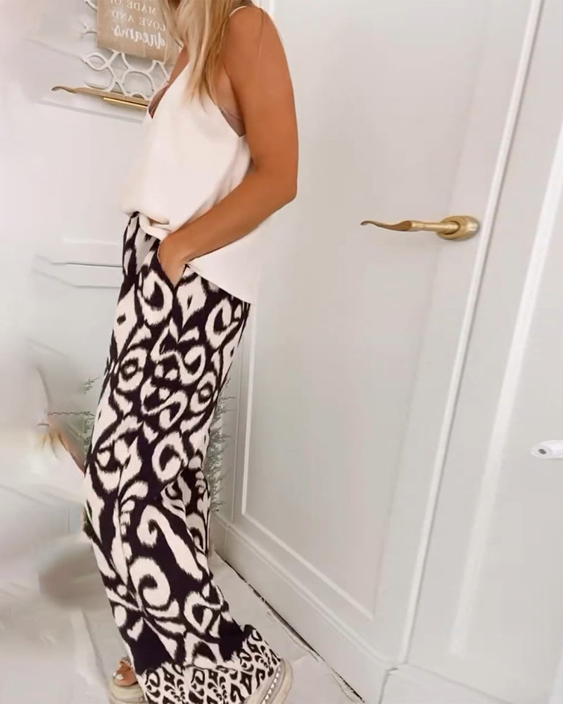 Pantalon de survêtement à poche imprimé rétro