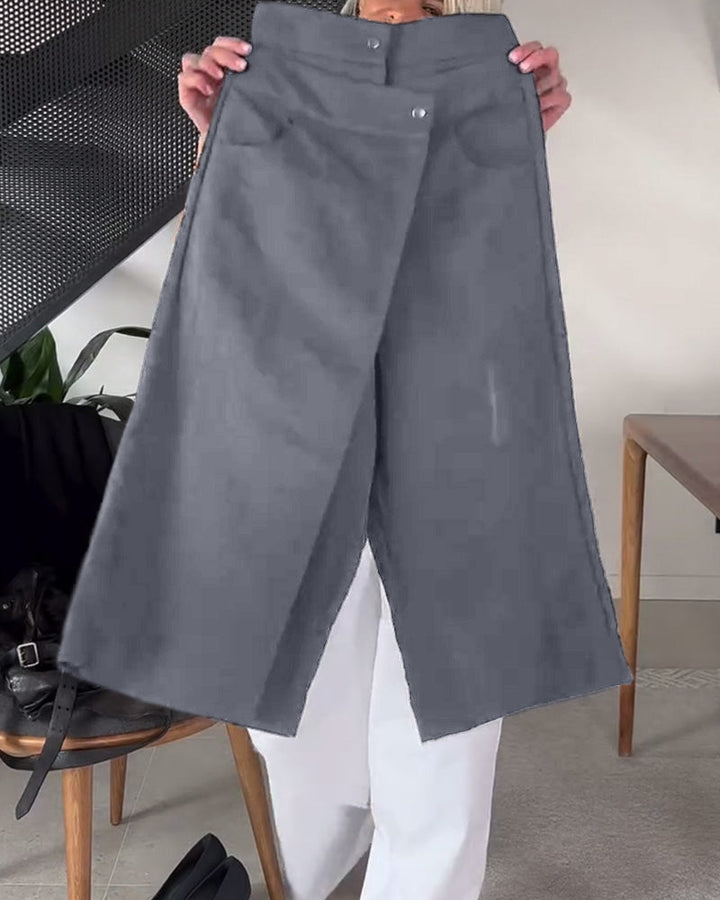 Pantalon décontracté asymétrique de couleur unie simple