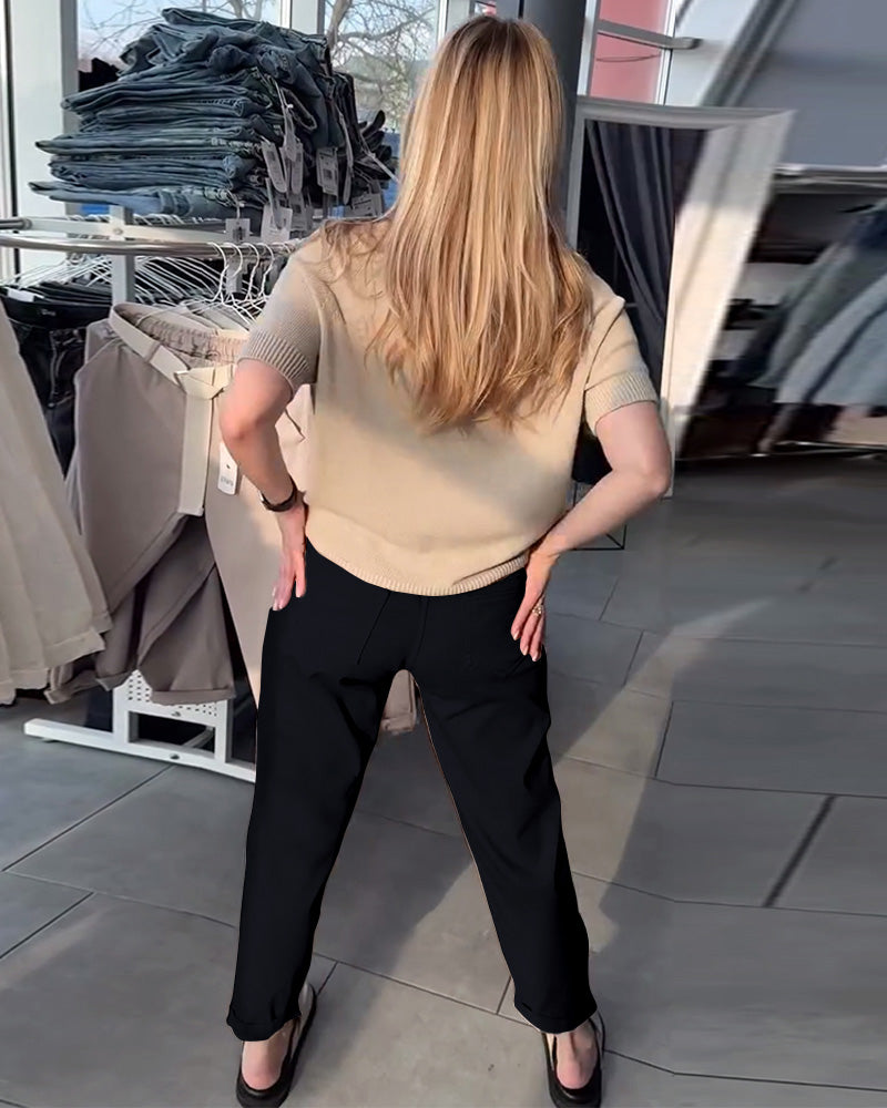 Pantalon Uni Décontracté Droit