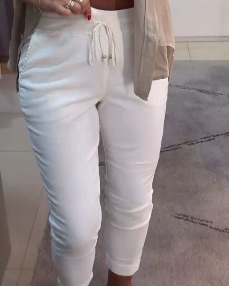 Pantalon Fuselé Décontracté Avec Cordon