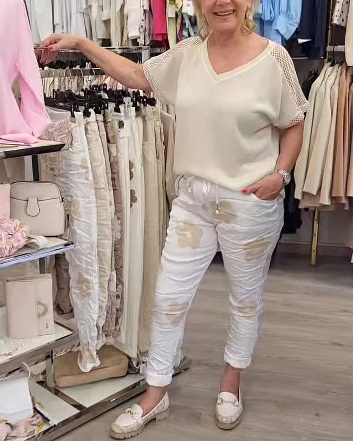 Pantalon décontracté imprimé avec cordon de serrage