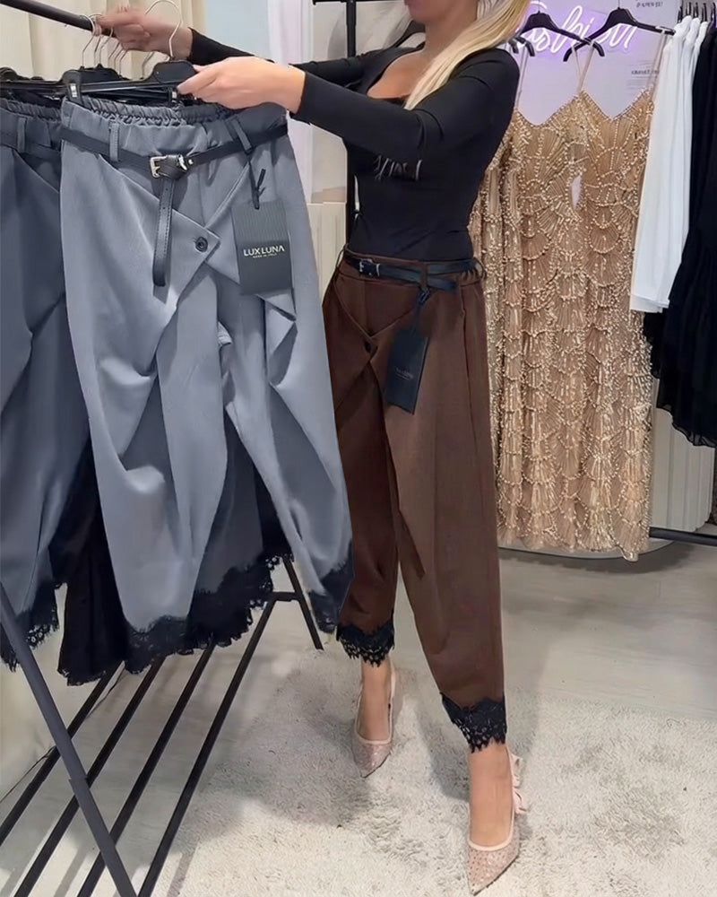 Pantalon À La Mode Dentelle Broderie Harem