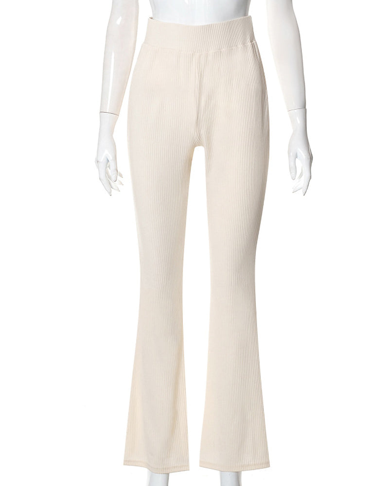 Pantalon slim micro-évasé uni