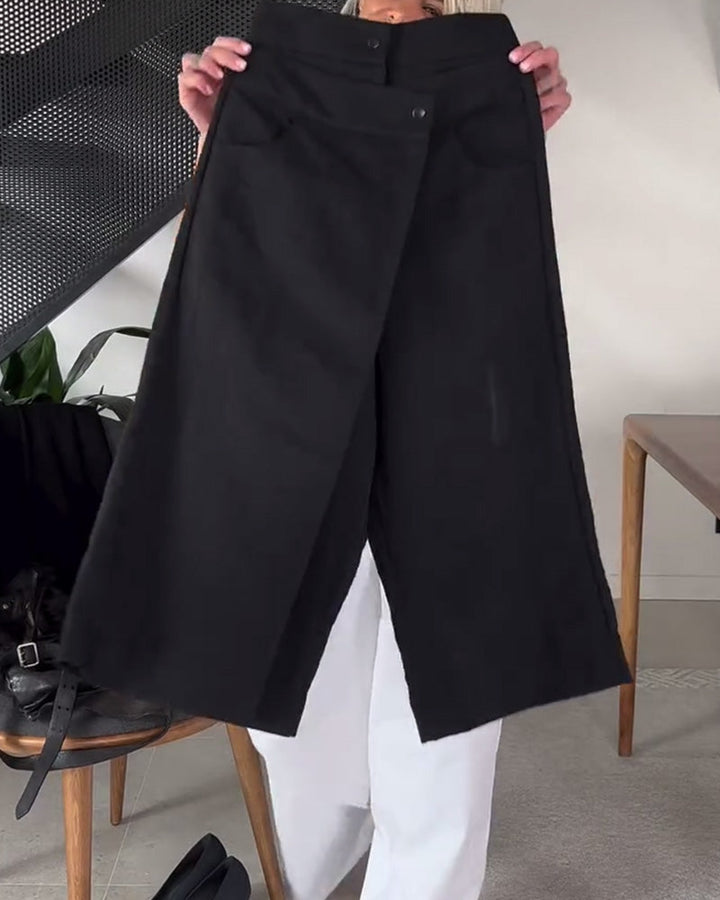 Pantalon décontracté asymétrique de couleur unie simple
