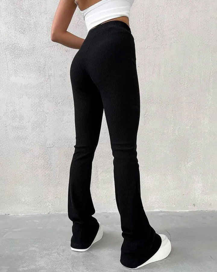 Pantalon slim micro-évasé uni