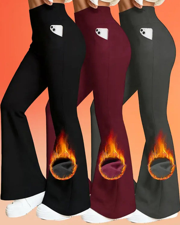 Pantalon Yoga En Polaire Brossée Évasé