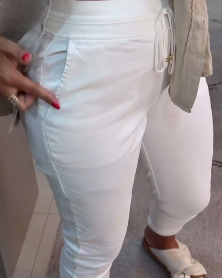 Pantalon Fuselé Décontracté Avec Cordon
