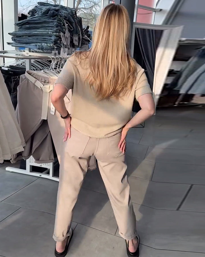 Pantalon Uni Décontracté Droit